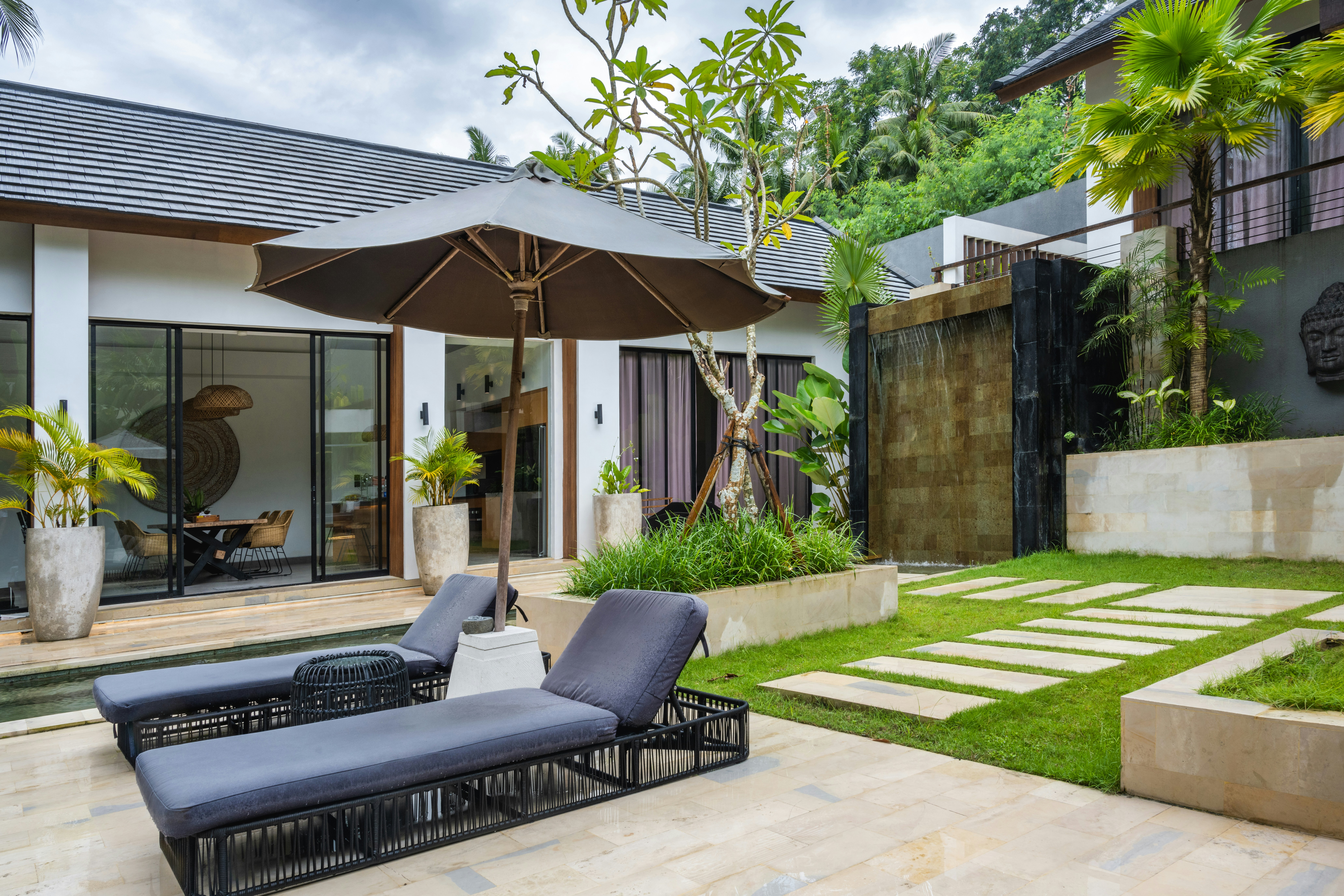 Couple enjoying outdoor terrace